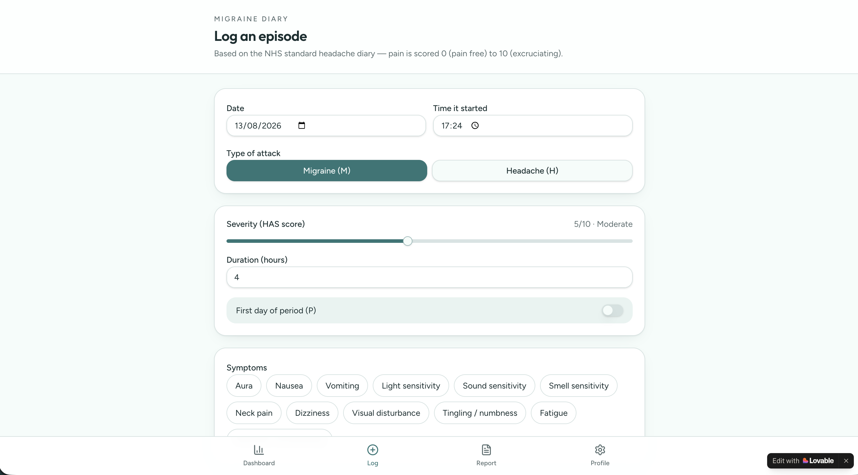 migraine tracker website